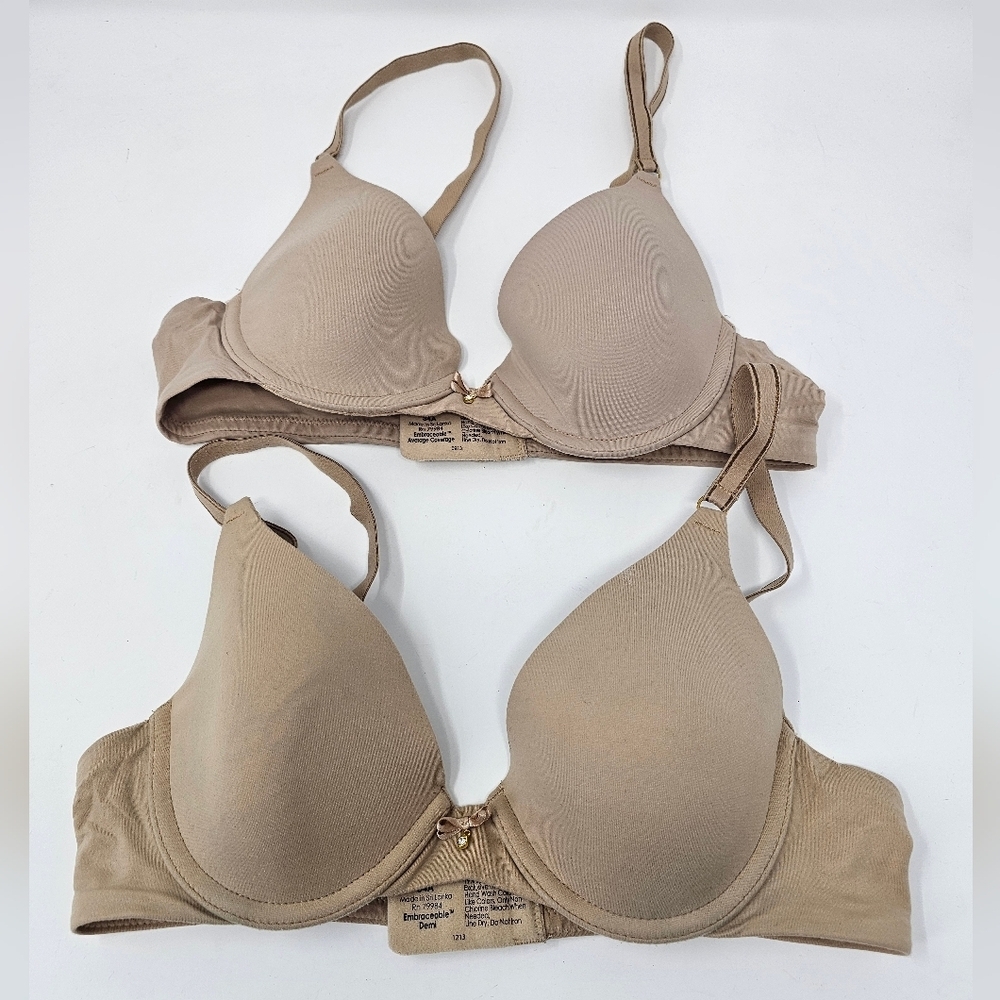 Soma Embraceable Average Coverage Bra Women's Size 34A Underwire Tan Beige Two